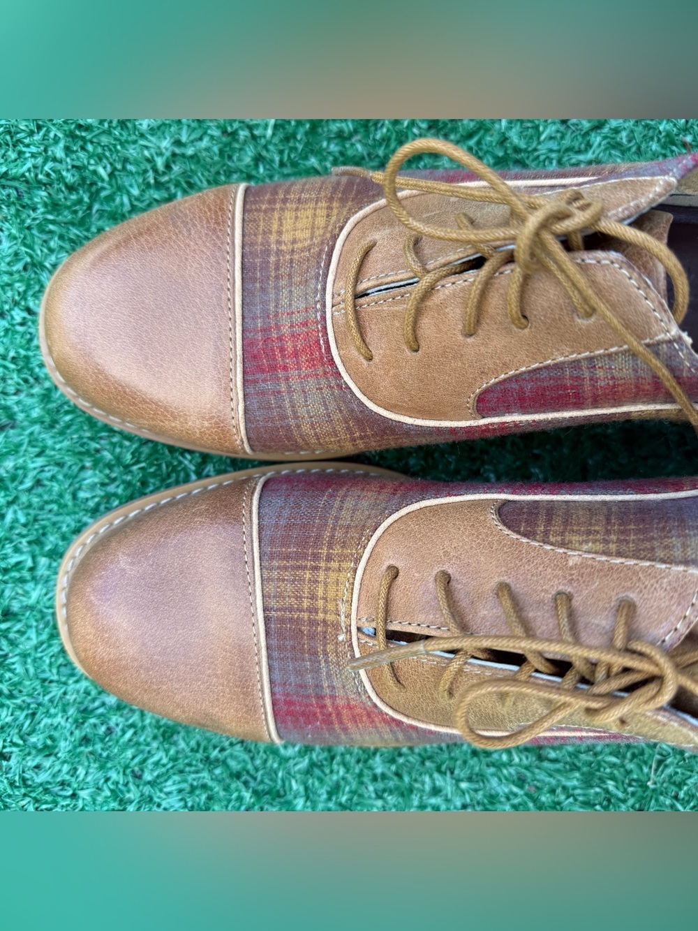 PENDLETON x TIMBERLAND Women's Beckwith Brown Red Plaid Leather Oxfords Shoes 8 - Picture 11 of 16
